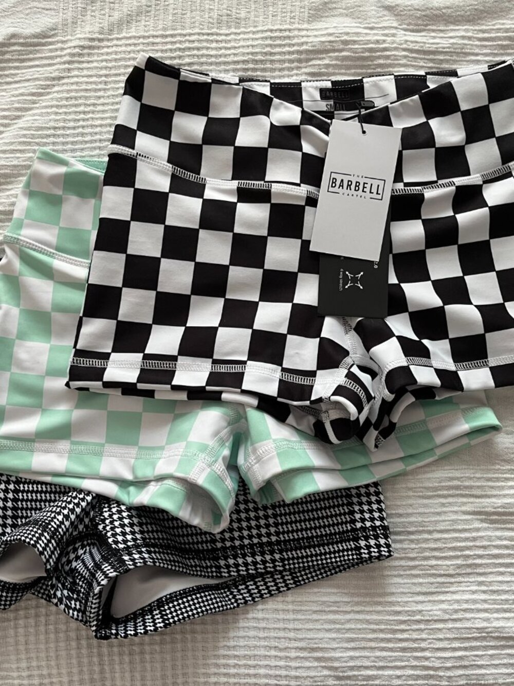 The Barbell Cartel Women's Compression Short - Black and White Check - Picture 5 of 5